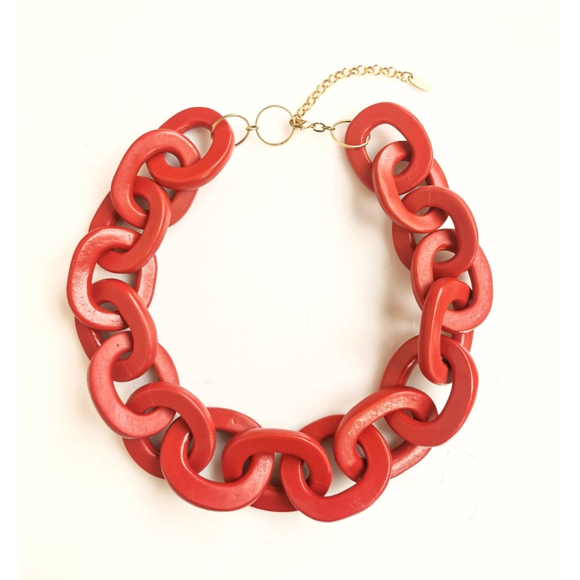 Red Bottega Chain Necklace Brick Red Huge Chain Link - Etsy