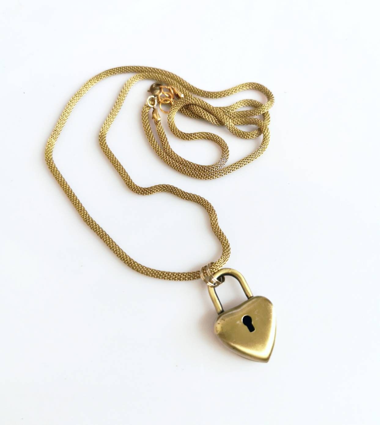 Lock Pendant Necklace Long Pad Lock Necklace Etsy