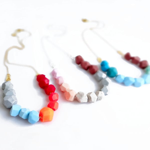 Collier de perles colorée, collier en fimo géométrique, collier multicolore