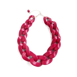 Chunky Chain Link Necklace, Fuchsia Oversized Statement Necklace - Etsy