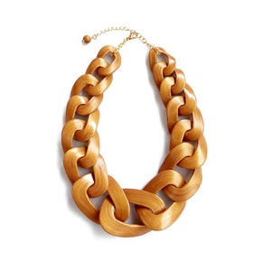 Gold Chunky Link Necklace: Handmade Polymer Clay Statement Jewelry