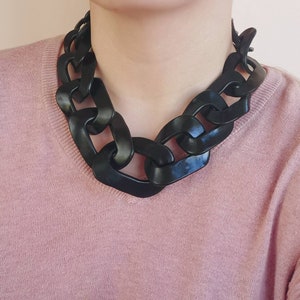 Black Chain Link Necklace, Oversized Statement Necklace, Black Necklace, Fashion Necklace Gift for Her image 4