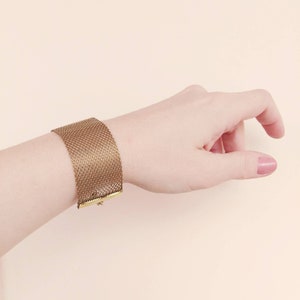 Wide Cuff Bracelet Women, Gold Mesh Bracelet, Minimalist Bracelet, FREE Shippng