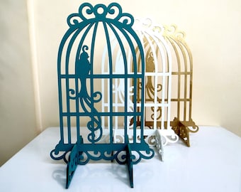 Jewelry Display Holder, Wooden Jewelry Stand, Jewelry Holder Cage and Bird