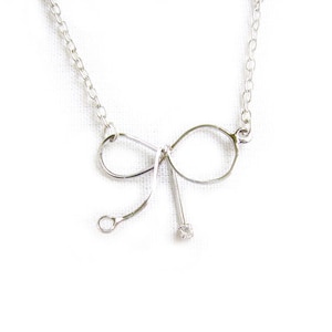 Silver Bow Necklace, Delicate Everyday Silver Necklace, Ribbon Necklace for Her