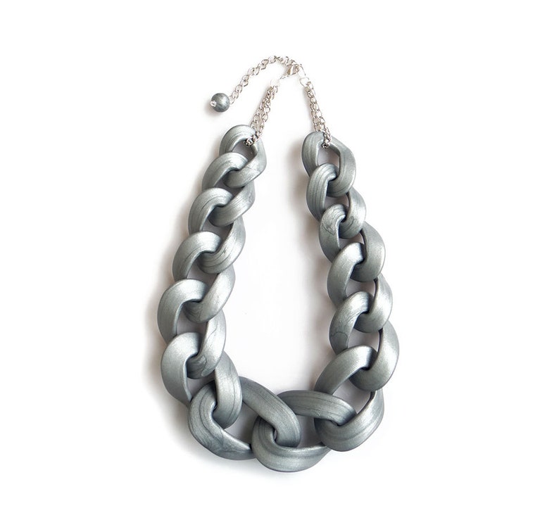Silver Chain Link Necklace Chunky Chain Link Necklace Etsy