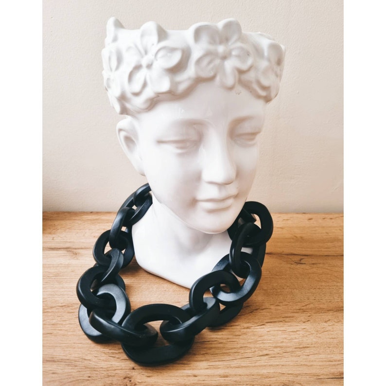 Really Big Black Chain Link Necklace, Huge Chunky Contemporary Polymer Clay Statement Necklace image 8