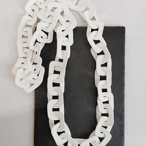Extra Long White Chain Link Necklace, Infinity Oversized Chain Statement Necklace