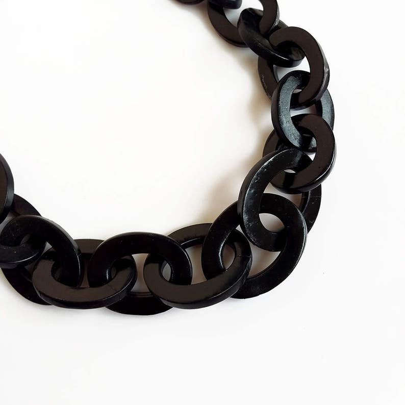 Black Chain Necklace Oversized Chunky Statement Necklace Etsy