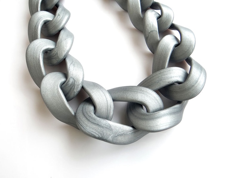 Silver Chain Link Necklace Chunky Chain Link Necklace Etsy