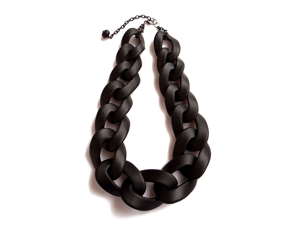Black Chain Link Necklace Oversized Statement Necklace Black Etsy