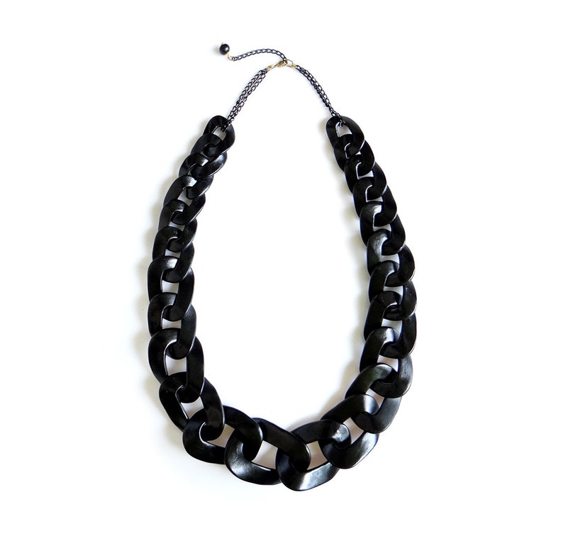 Extra Long Chunky Chain Necklace Statement Black Necklace Etsy