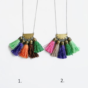 Boho Tassel Necklace, Long Colorful Necklace, Fringe Necklace