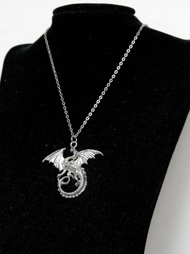 in vintage silver color N340 Dragon Necklace