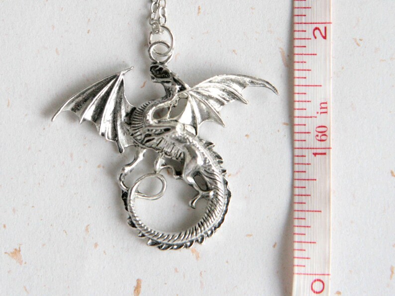 in vintage silver color N340 Dragon Necklace