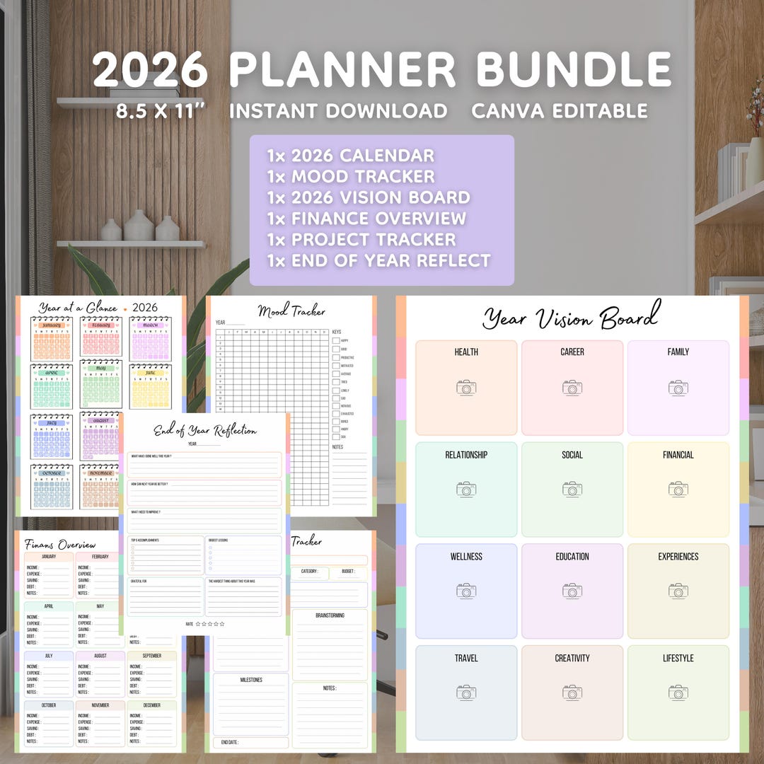 Printable Kalender 2026 zum ausdrucken | Bearbeitbare Canva Vorlagen, 6