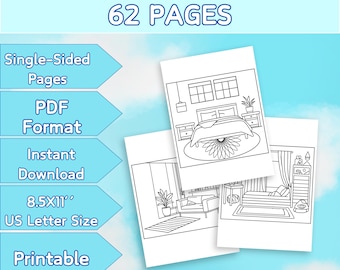 Printable Cozy Coloring Pages,Comfy Coloring, Instant Download, For Kids, Teens and Adults