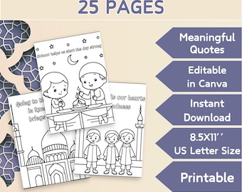 Printable Ramadan Coloring Pages with Meaningful Quotes for Kids | INSTANT DOWNLOAD