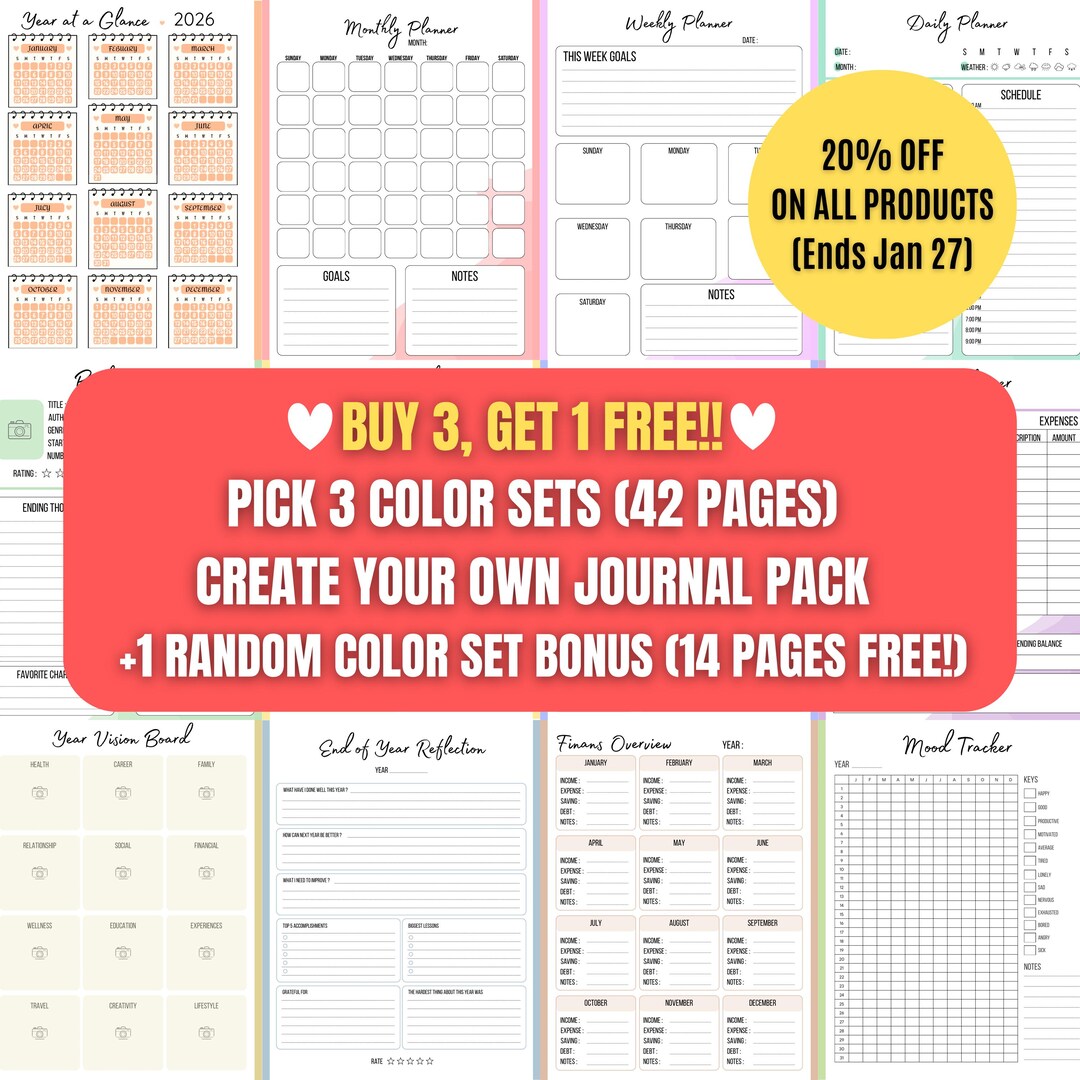 Custom Digital Planner Bundle | Choose 3 Color Sets + 1 Free ...
