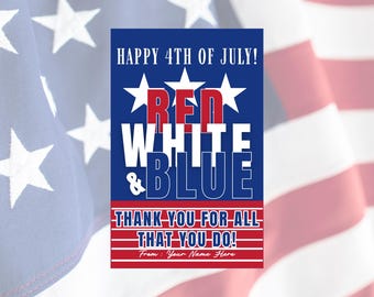 Custom 4th of July Mini Gift Tags (Digital Download)