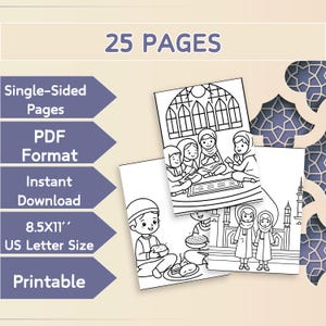 Ramadan Coloring Pages for Kids, Printable, Homeschool Activity, Islamic Coloring, Preschool Activity, Digital