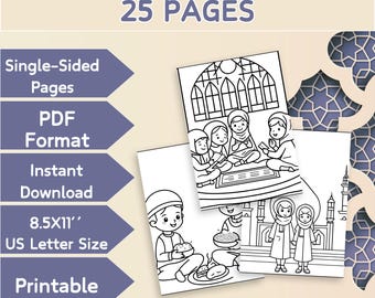 Ramadan Coloring Pages for Kids: Islamic Homeschool Activity (Digital Download, 25 Pages)