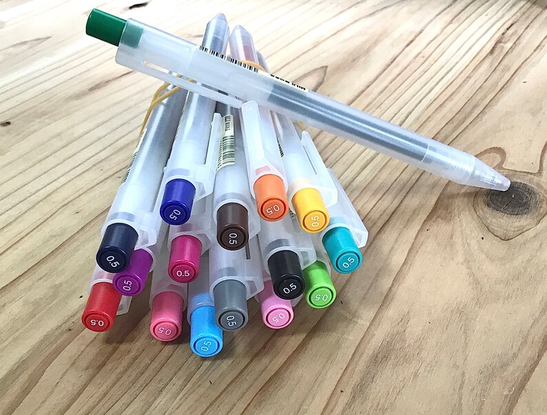 Muji Pens Set Retractable 15 Colors Gel Pens 0.5mm Etsy UK