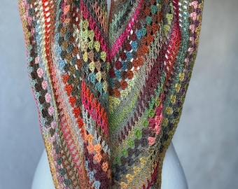Xale Boho de Crochê: Lã Merino Degradê, Cachecol de Inverno Feito à Mão