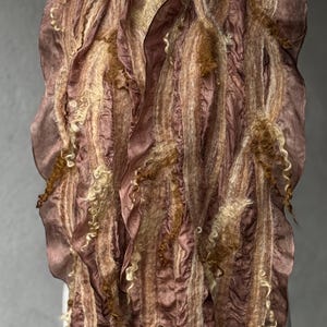 Nuno Felted Scarf: Handmade Wool Silk Wrap, Brown Beige Tones