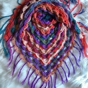 Rainbow Crochet very soft wrap shawl / Colorful Crochet allergy free Shawl / Gradient multicolor Crochet Shawl / Handmade Bright Shawl Cowl