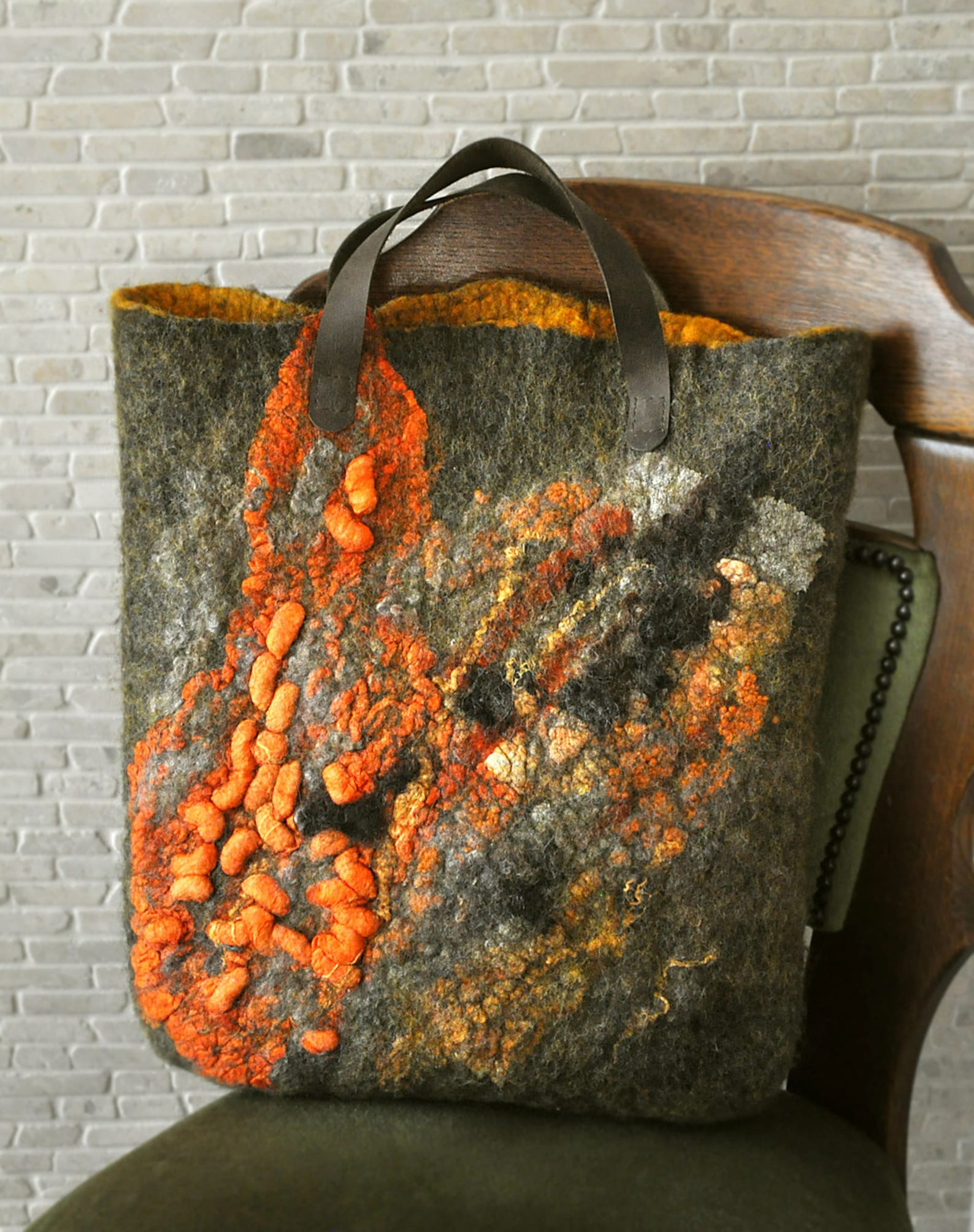 Orange Felt Felted Bag Handbag Purse Nunofelt Nuno Silk Ginger Etsy