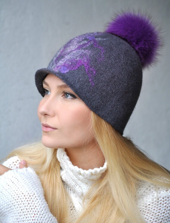 Handmade Felted Wool Hat Felted Soft Wool Sauna Hat - Custom Name Personalization  main image 4