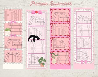 Marcadores de libros imprimibles estilo coquette, marcadores imprimibles, marcadores digitales, PNG, PDF, SVG