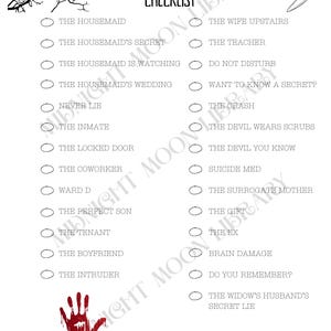 Freida McFadden Book Checklist, Book Checklist, Reading Log