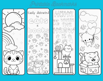 Marcadores para colorear, páginas para colorear, marcadores de gatos, dibujos para colorear para niños, dibujos para colorear para adultos, marcadores digitales, marcadores para imprimir