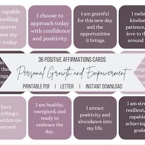 Printable Positive Affirmation Cards for Personal Growth and Empowerment Manifestation, Self Care & Motivation, Law of Attraction, DIGITAL
