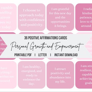 Positive Affirmation Cards: Personal Growth and Empowerment Card Deck, Vision Board Printables,Manifesting Kit,Self Care Printables,DIGITAL