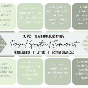 Positive Affirmation Cards: Personal Growth and Empowerment Card Deck, Vision Board Printables,Manifesting Kit,Self Care Printables,DIGITAL