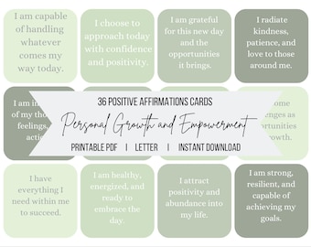 Positive Affirmation Cards: Personal Growth and Empowerment Card Deck, Vision Board Printables,Manifesting Kit,Self Care Printables,DIGITAL