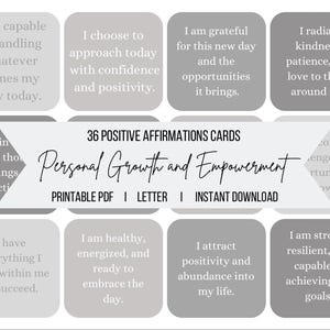 Positive Affirmation Cards: Personal Growth and Empowerment Card Deck, Vision Board Printables,Manifesting Kit,Self Care Printables,DIGITAL