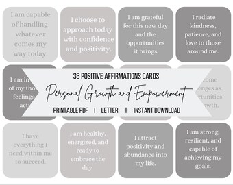 Positive Affirmation Cards: Personal Growth and Empowerment Card Deck, Vision Board Printables,Manifesting Kit,Self Care Printables,DIGITAL