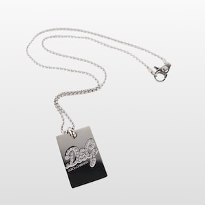 Y2K DOCLE & GABBANA Crystal Logo Dog Tag Necklace - 925 Silver