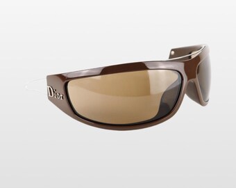Dior Gaucho Shield XXL Y2K Framed 00\'s Luxury Women\'s Brown Silver Logos Travel Dior 00s Vintage Sunglasses - Dior Gaucho Shield XXL Y2K  main image 2