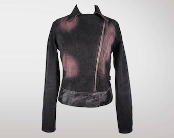 90s VERSACE Jeans Pink Stone Wash Denim Jacket | Small