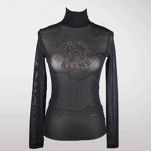Dazzling ROBERTO CAVALLI Crystal Mesh Turtleneck | Medium