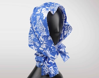 CHRISTIAN DIOR Floral Scarf | 2000s Galliano Era, Blue Cotton Coverup
