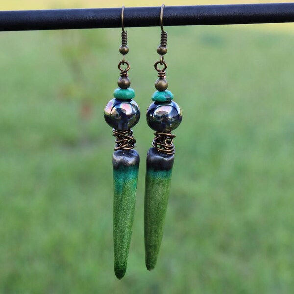 Boho Green Earrings