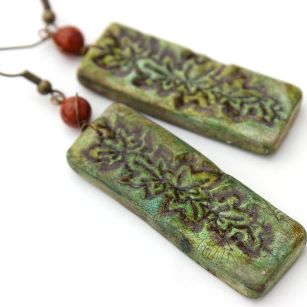 Her Green Rustic Earrings