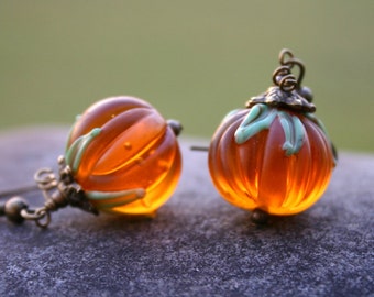 Halloween Pumpkin Earrings, Thanksgiving Jewelry, Fall, Harvest Jewelry, 1 Pair