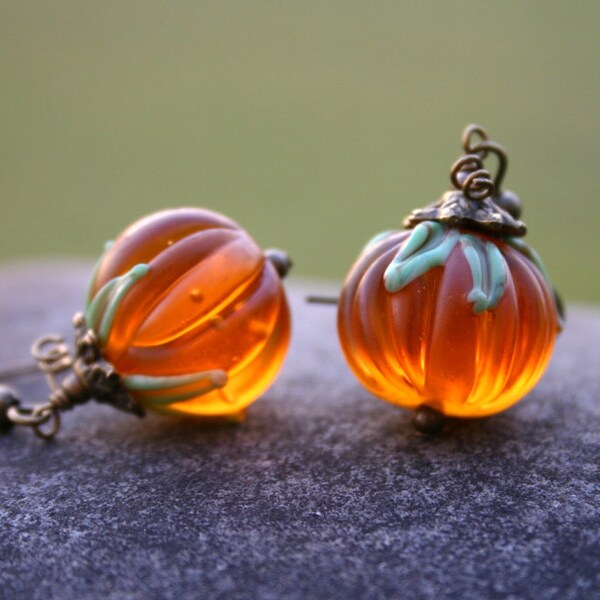 Halloween Pumpkin Earrings, Thanksgiving Jewelry, Fall, Harvest Jewelry, 1 Pair